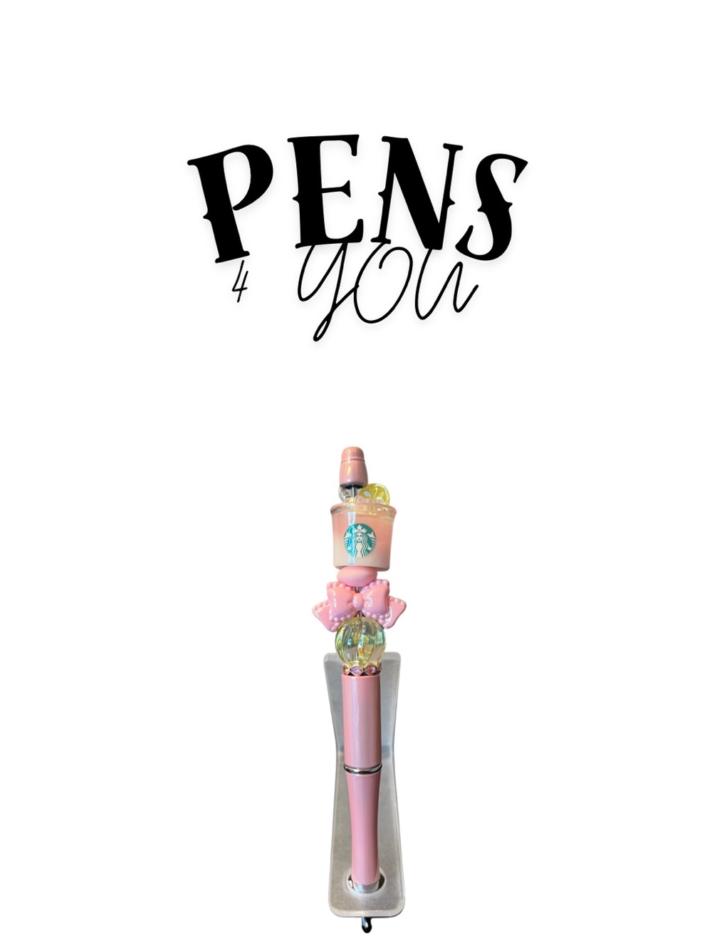 Handmade Pink Bow Bling Pen